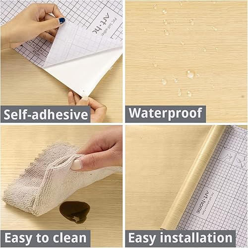 Miniatura 117 de Arthome - Papel tapiz para despegar y pegar, contacto de madera negra, papel tapiz negro, papel tapiz autoadhesivo y extraíble para encimera, Negro