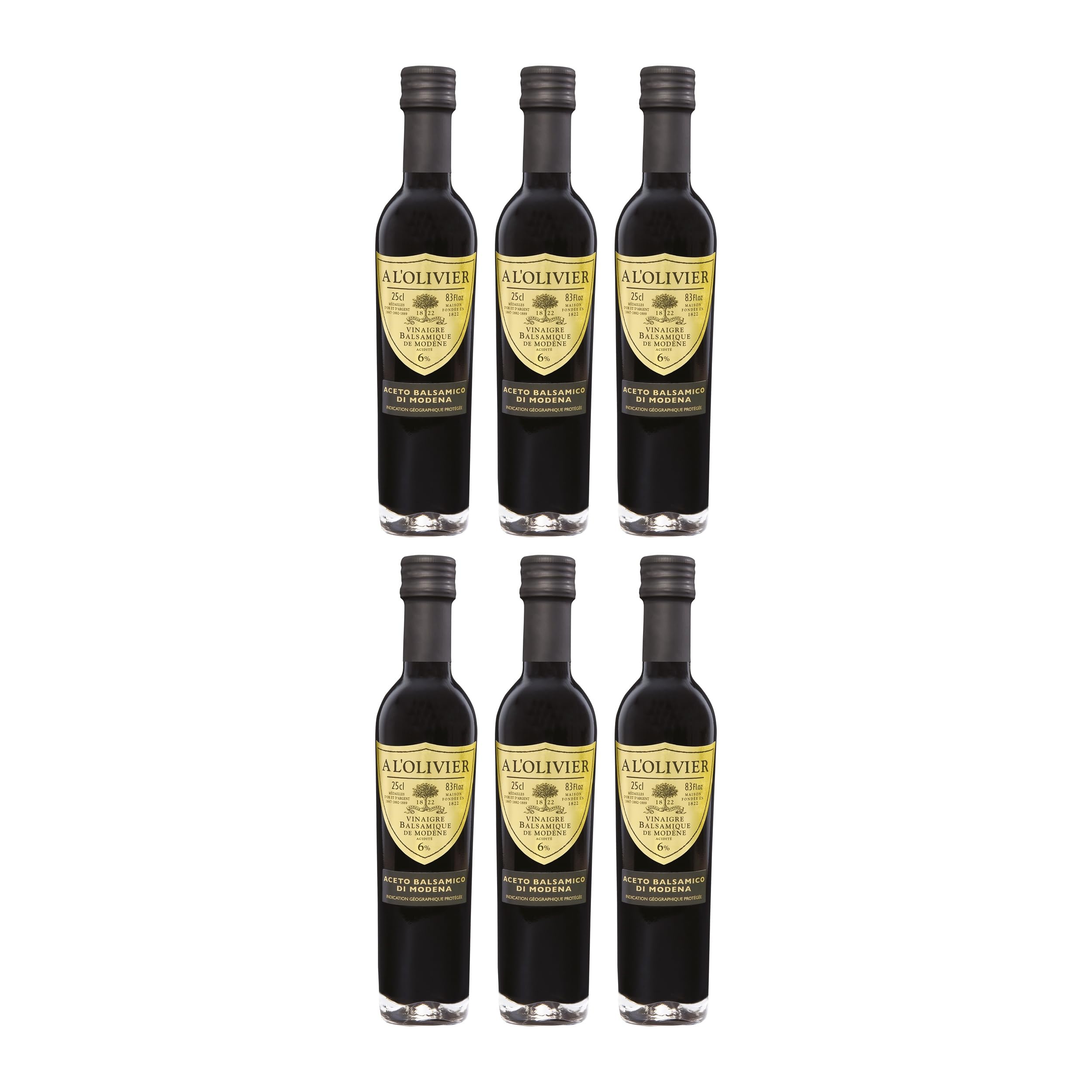 À l'Olivier Balsamico Essig aus Modena IGP mit 25% Traubenmost Frankreich inkl. FeinWert E-Book (6 x 0.25 l)