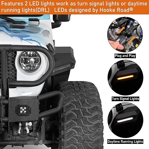 Vista 13 de Hooke Road Wrangler JL Guardabarros traseros para Jeep Wrangler JL 2018-2025 y Unlimited 2/4 puertas, 2 guardabarros planos de acero