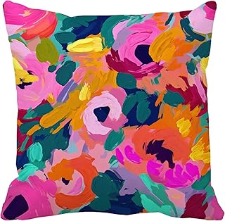 Abstract Flower Oil Painting 18x18 Inch Throw Pillow Cover, Modern Flora...