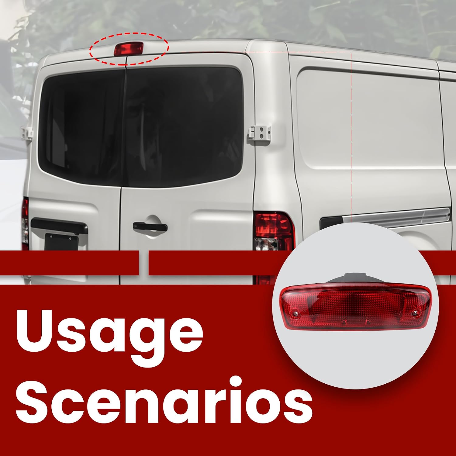 Third Brake Light Assembly 3rd Brake Stop Light Compatible with Nissan NV1500 NV2500 NV3500 2012 2013 2014 2015 2016 2017 2018 2019 2020 2021 923-153