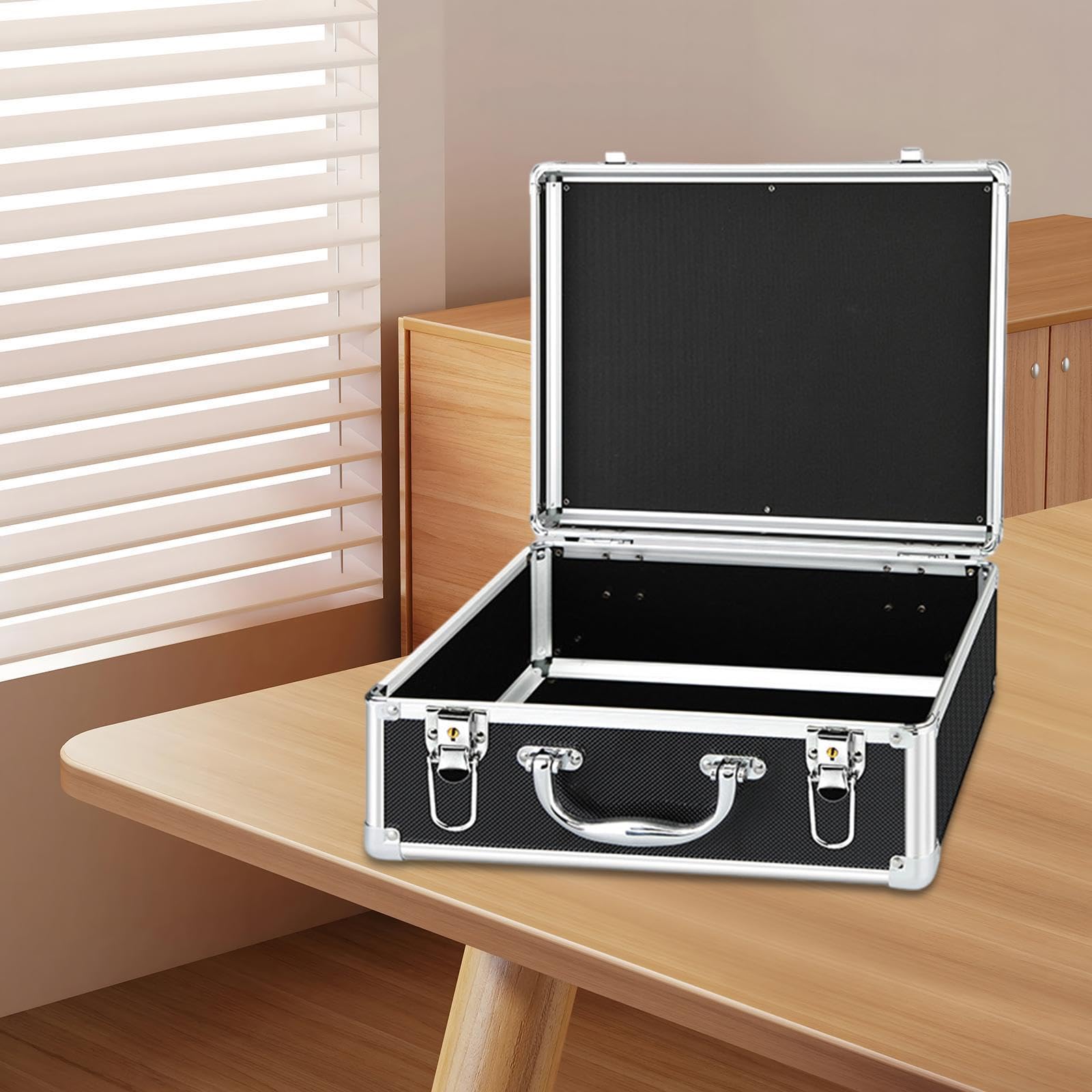 LOVIVER Valigia in lega di alluminio, valigetta portautensili portatile, grande, rigida, antiurto, multiuso, organizer per valigia per uomo all'aperto, M