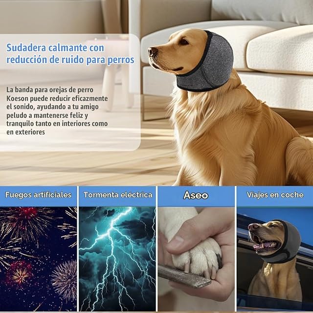 Foto 4 de 7 de XFSRG Orejeras para Perros Cubierta Alivio de la Ansiedad y Protectores de Oídos Ajustable para Perros…