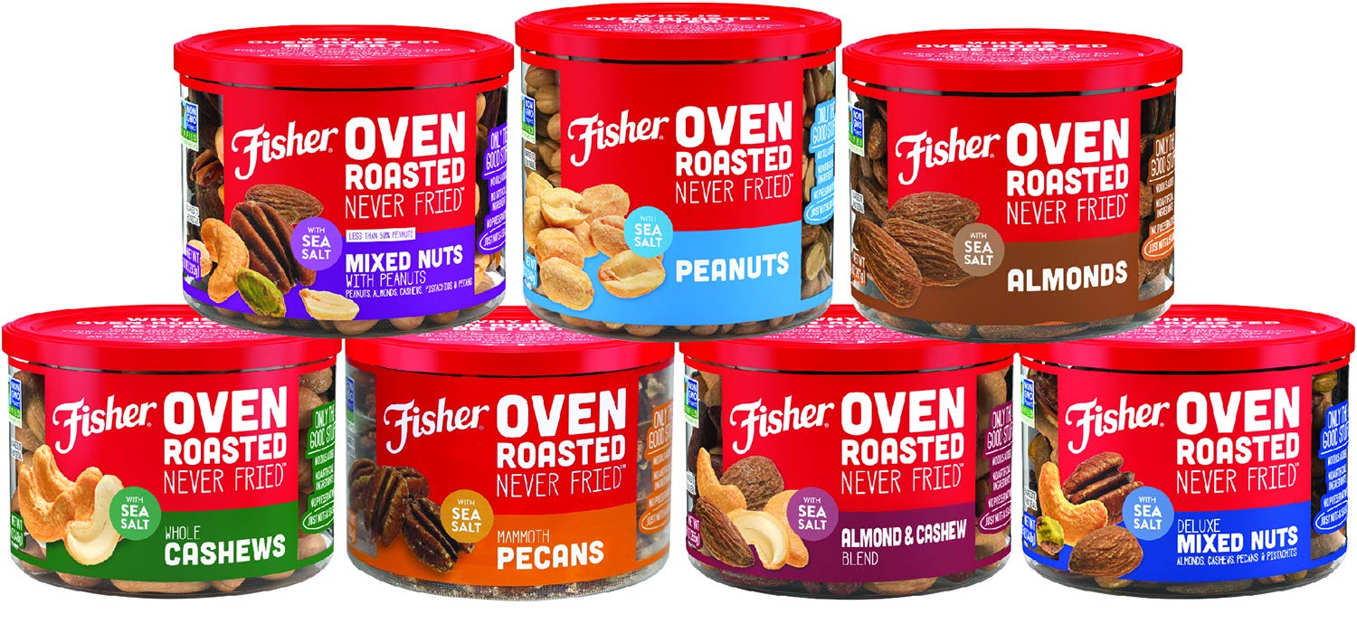 Fisher Snack Oven Roasted Never Fried, Sea Salt Whole Cashews, 8.75 Ounce : Grocery & Gourmet Food