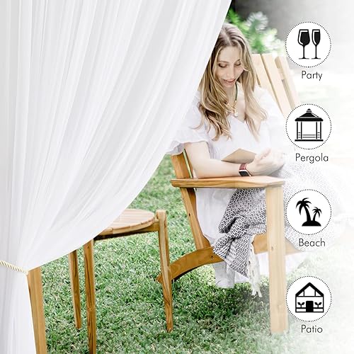 Miniatura 3 de NICETOWN 2 paneles de cortinas de mosquitera impermeables para porche, patio, cenador, pérgola, cortinas de tul transparente con bolsillo para
