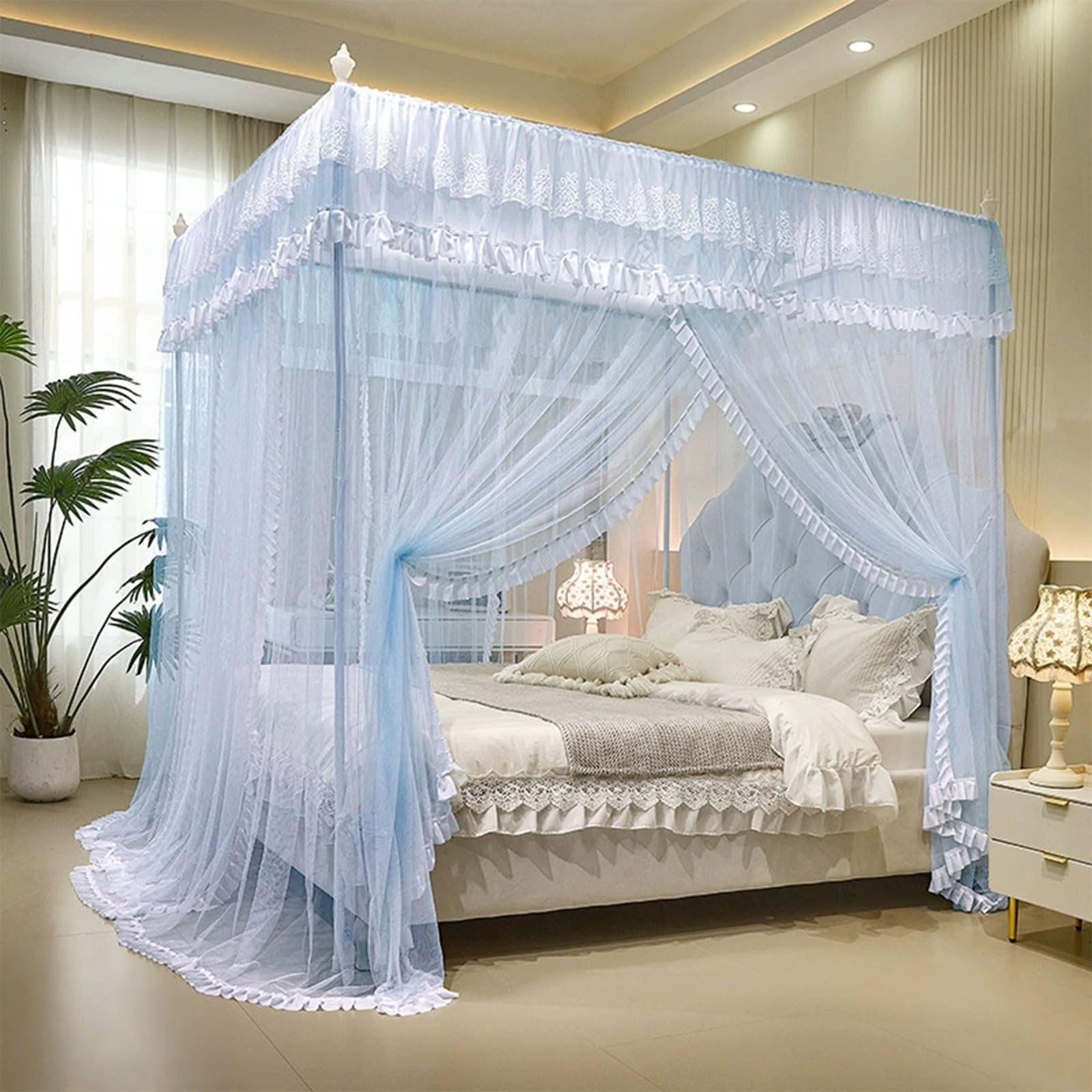 Moustiquaire de lit avec support universel pour lits simples et doubles