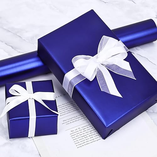 Miniatura 23 de NESCCI Papel de regalo negro de metal mate, papel de color sólido, 2 rollos, 17.5 pulgadas x 32.8 pies por rollo, papel de regalo perfecto