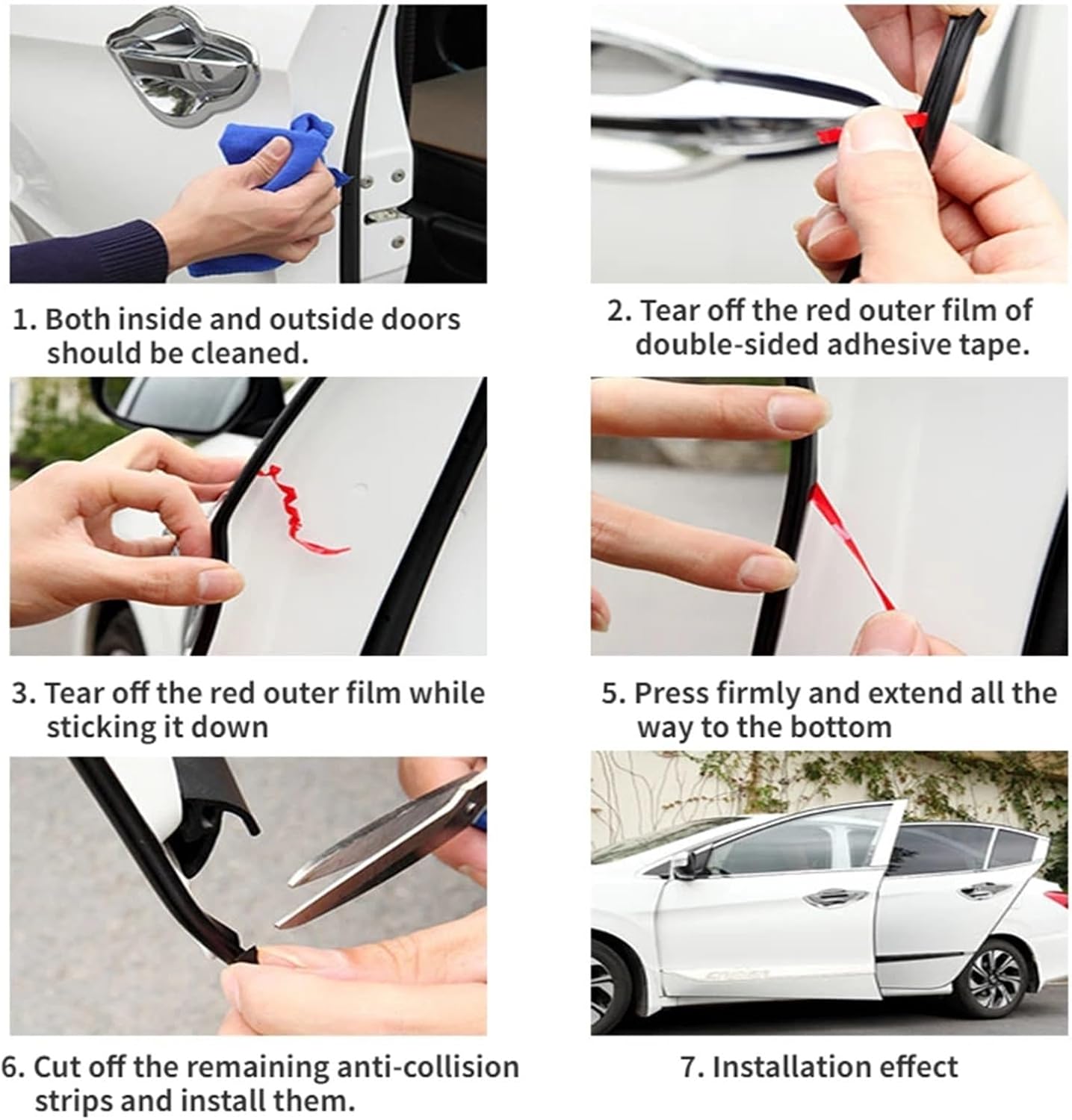 5m Rubber Scraper Strip On The Edge of The Car Door 1pcs(5m-Black)