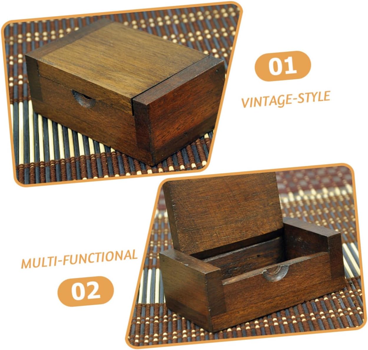 VALICLUD Vintage Wooden Jewelry Trinket Box for Desktop Storage and Decor image 4