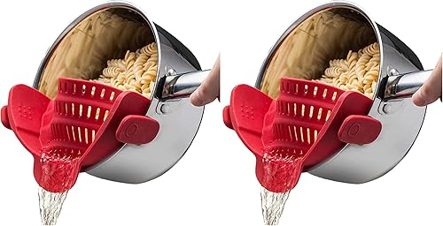 Miniatura 15 de Kitchen Gizmo Snap N' Strain - Colador de silicona con clip para ollas, sartenes y cuencos, accesorios de cocina resistentes al calor, escurridor
