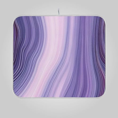 Miniatura 8 de Tapete de secado de platos para encimera de cocina, hermosa textura de mármol morado, ultra absorbente, reversible, de microfibra, resistente al