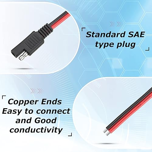 Miniatura 6 de Frienda Cable de conectores de 14 AWG compatible con SAE de 11.8 pulgadas, 2 pines, enchufe único, desconexión, cable de extensión automotriz para