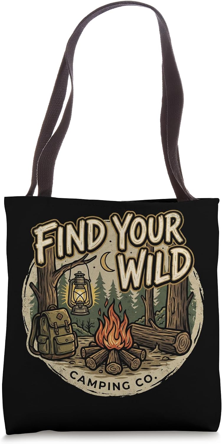 Vintage Camping Adventure Outdoor Gift Find Your Wild Tote Bag