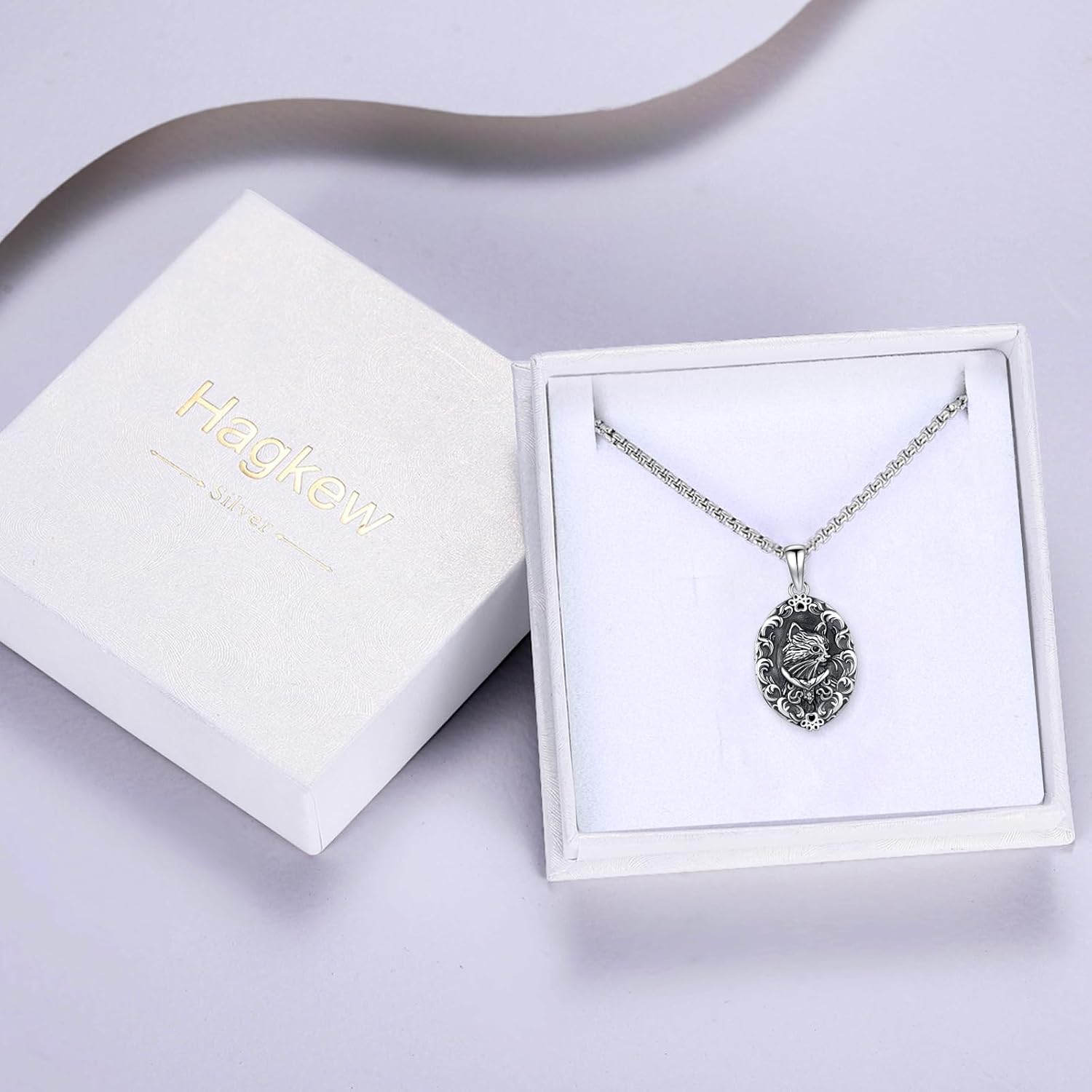 Dog/Cat Locket Necklace 925 Sterling Silver That Holds Pictures Pet Paw Photo Locket Necklaces Animal Oval Vintage Pendant Memorial Jewelry Gifts for Dog Lovers Women - Image 7