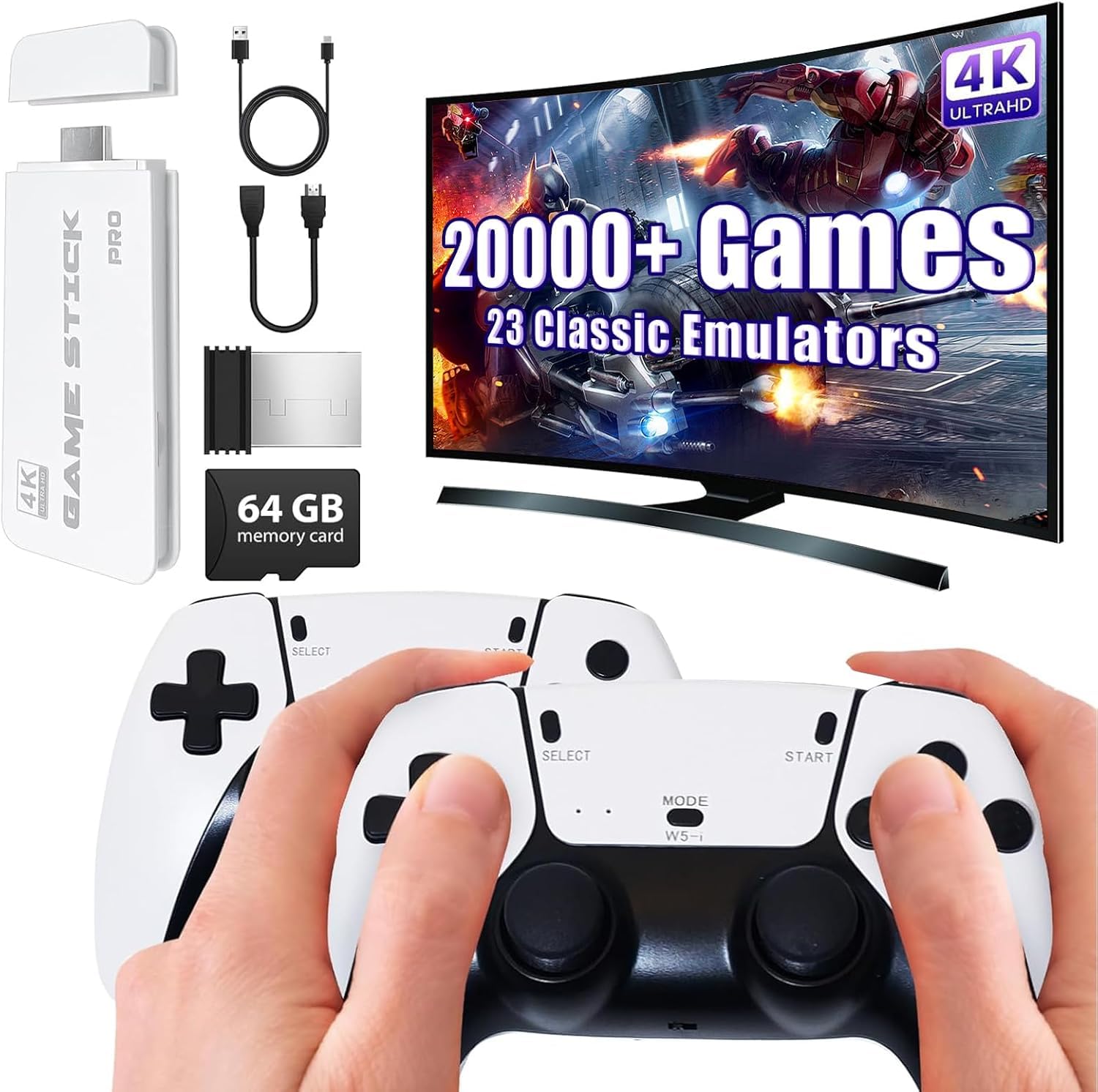 New 2025 Edition 4K TV HDMI Port Gaming Wireless Video Games for TV Gaming Retro Gaming Console with Wireless Game Console with 20,000+ Retro Games, 9 Emulators, 2 Controllers, 64G Inbuilt Card 09
