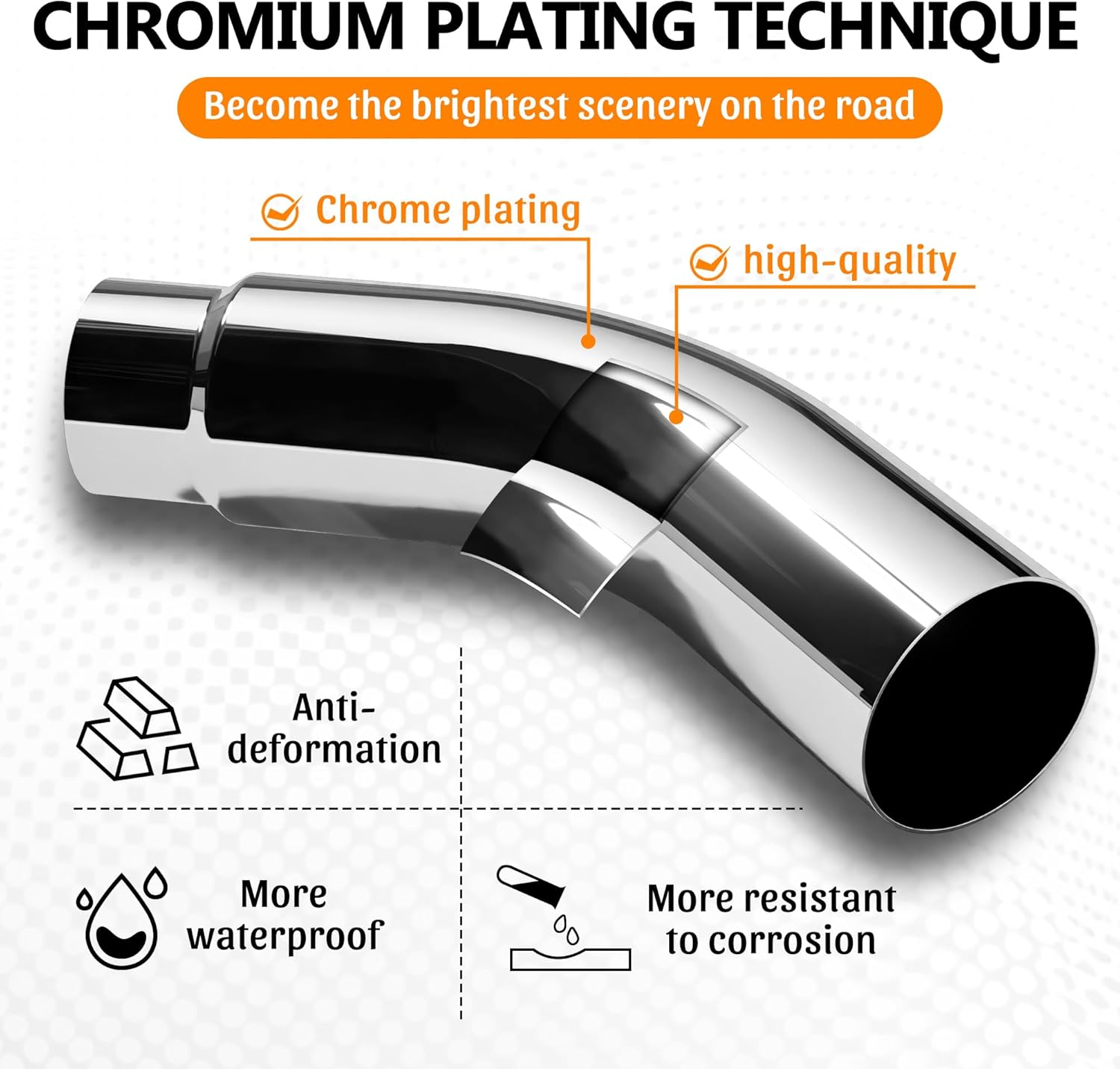 Stainless steel Exhaust Tip,5 Inch Diesel Exhaust Tip Elbow Tip with clamps,5 to 6 Inch Exhaust Chrome Exhaust Tips Elbow-Polished Diesel Exhaust Tip for Pickup Truck,Car,Truck