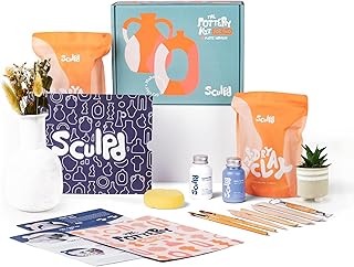 Sculpd - El kit de inicio de cerámica original - Juego completo de arcilla seca al aire para principiantes para 2 adultos: incluye herramientas de escultura, barniz brillante, pinceles de pintura