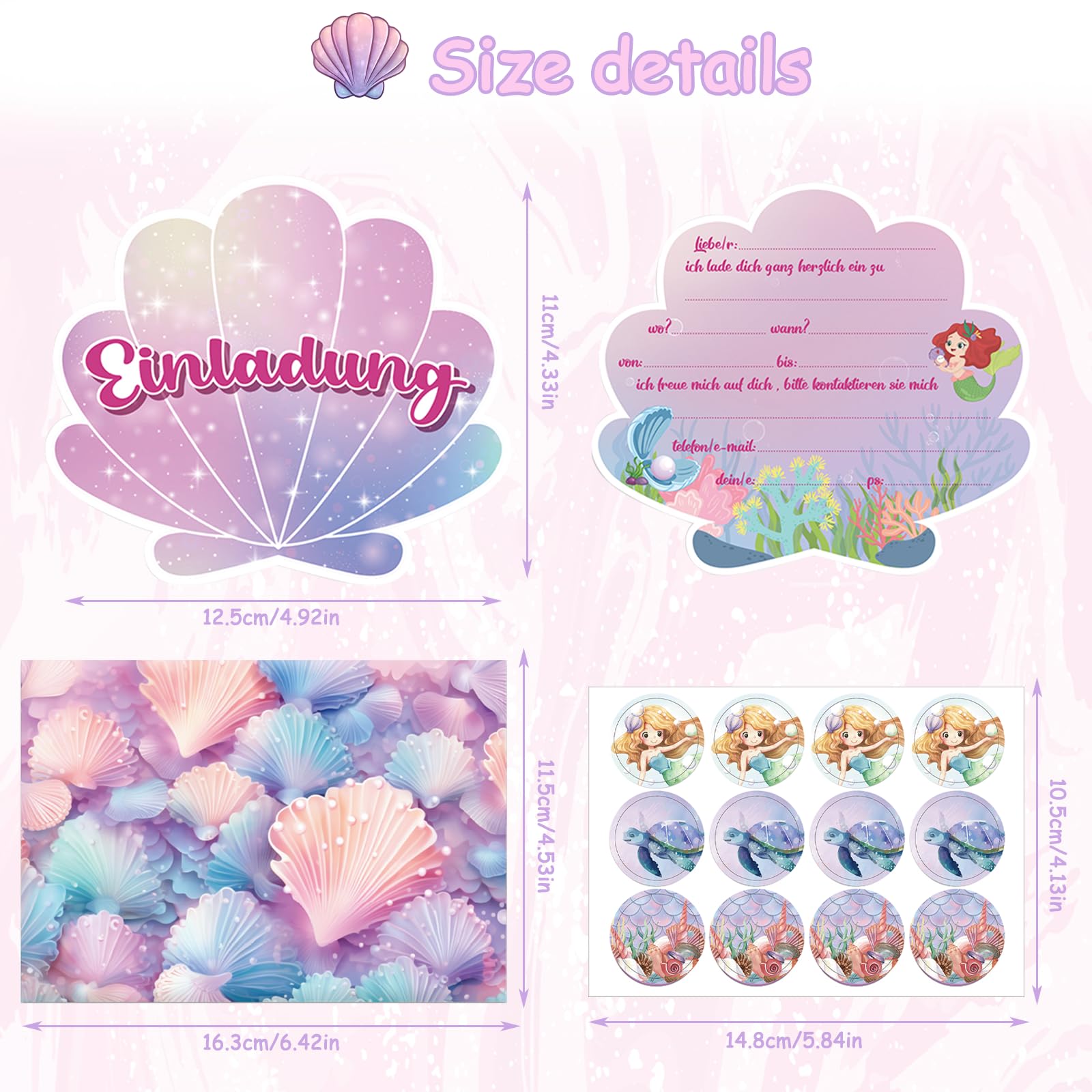 Central 23 Carte D'anniversaire Pour Fille – Carte D'anniversaire Pour 10 Ans – 10 Ans – Jolis Coquillages De Sirène Rose Pastel, Bleu Pastel, Petite-fille, Livré Avec Des Autocollants Amusants