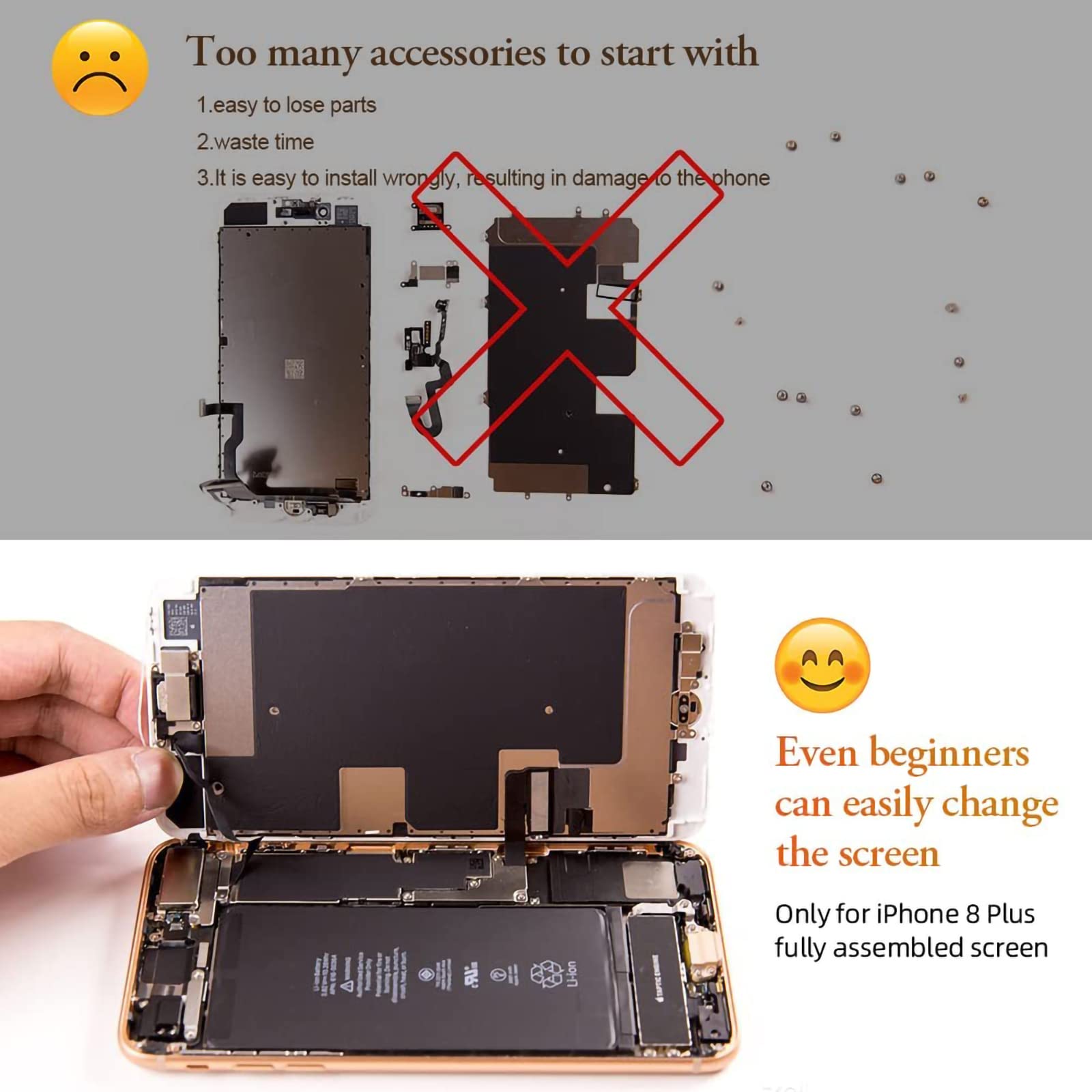 Sostituzione Dello Schermo Per Iphone 8 Plus Bianco 5,5 Pollici 3d Touch Lcd Schermo Digitalizzatore Set Di Montaggio Del Display Del Telaio Di Ricambio Con Kit Di Strumenti Di Riparazione