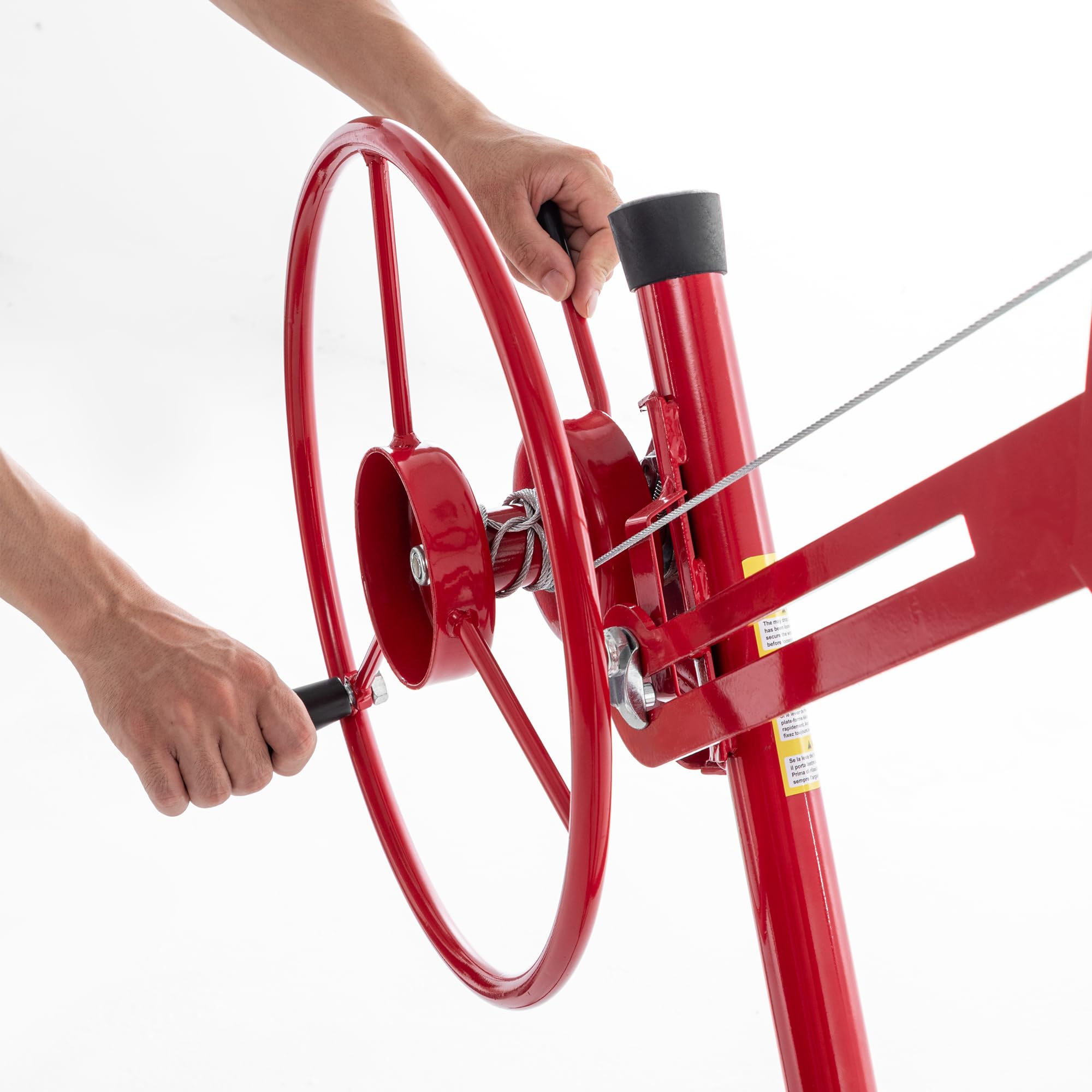 Elevador de placas de yeso para paneles de yeso y techos: máx. 68 kg, altura de trabajo 140-350 cm, inclinación de 60 grados, plegable con 3 ruedas de freno para facilitar el transporte