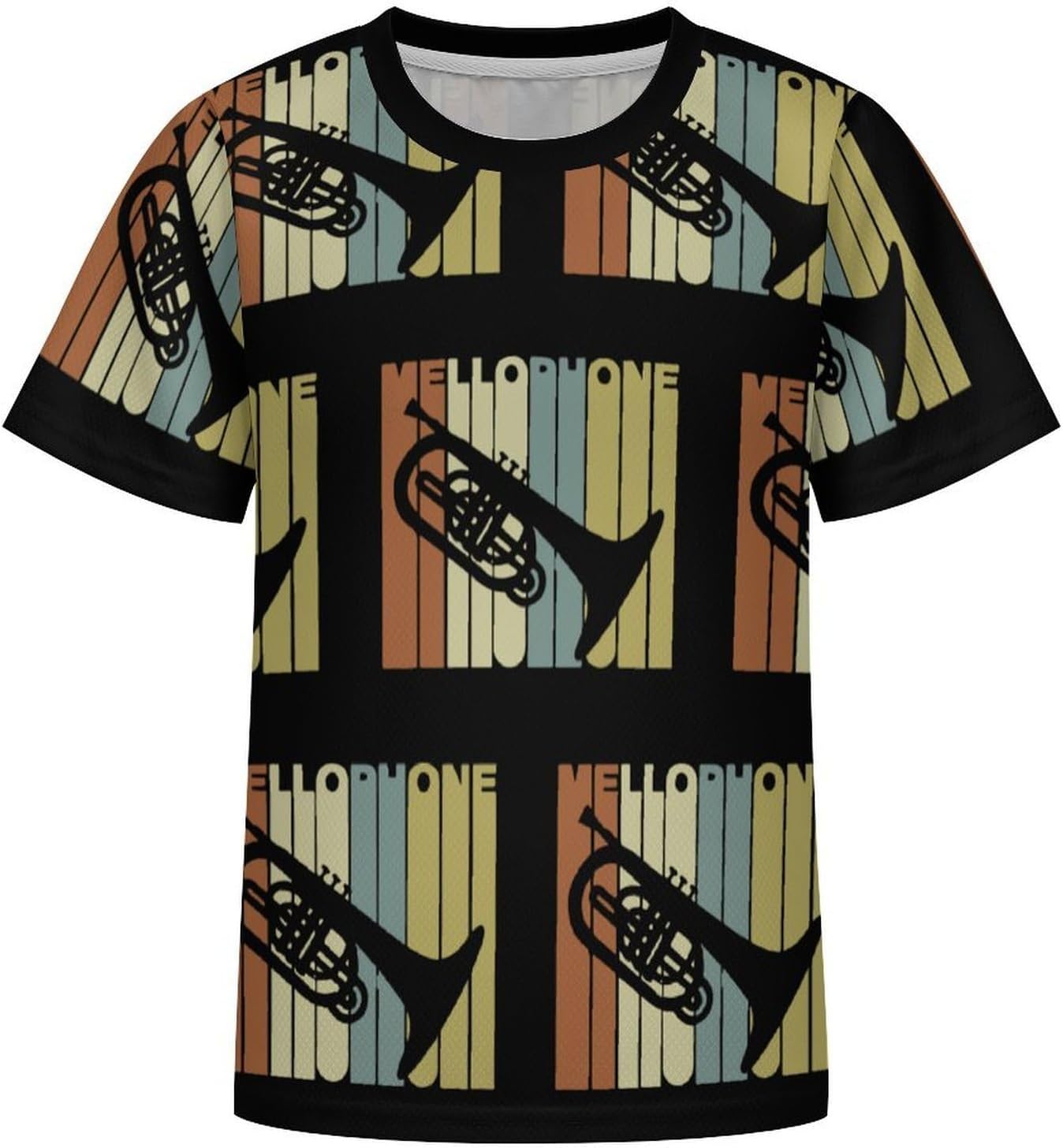 Vintage Mellophone Silhouette T Shirt for Boy Girl Top Short Sleeve T-Shirt Graphic Tee