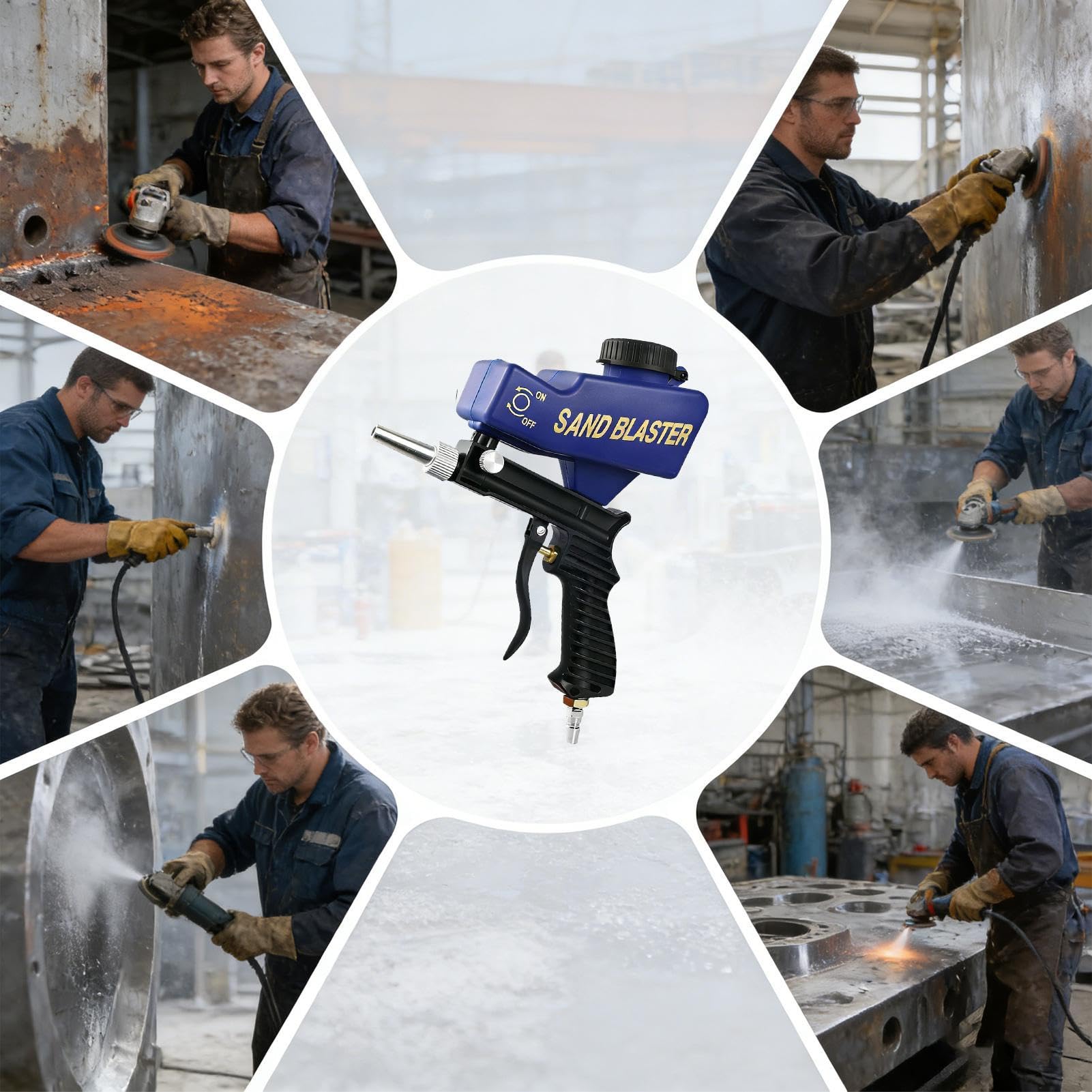 Équipement de Sablage au Bicarbonate,Outils Pneumatiques Réglables Anti-Fuite,Sablage Puissant À Poudre Abrasive - Pour Coquille De Noix, Soude, Rouille, Poudre, Peinture, Bois, Verre, Béton, Carrelag