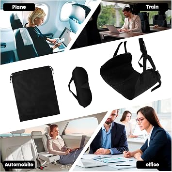 Foot Hammock for Plane Travel, Airplane Footrest Hammock with Extended Adjustment Strap, Portable Desk Foot Hammock to Relax Your Feet, Foot Sling Travel Essentials