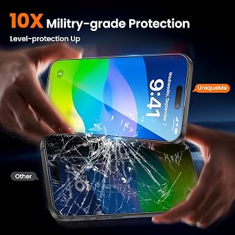 UniqueMe for iPhone 16 Privacy Screen Protector - [Auto Alignment Kit] Screen Protector 16 Tempered glass [Invisible Privacy Armor] 3D Full Coverage 9H screen 16 2Packs