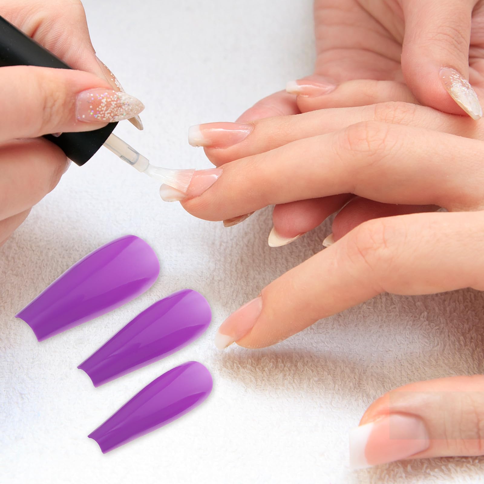 1 caja Uñas Postizas Largas Estilo Ballerina Brillo y Mate Puntas Acrílicas para DIY Accesorios para Arte de Uñas Tips Artificiales Cómodos y Fáciles de Aplicar