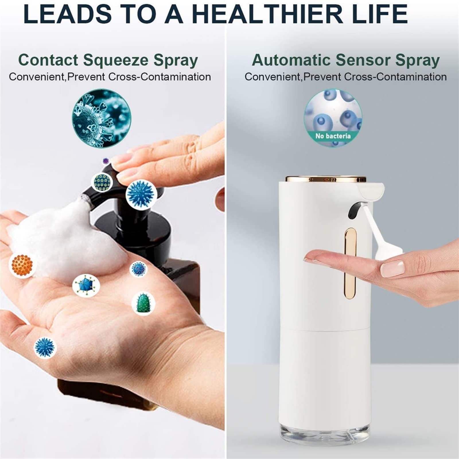 Dispenser automatico di sapone per il bagno disinfettante per le mani touchless igienizza a risparmio (bianco)