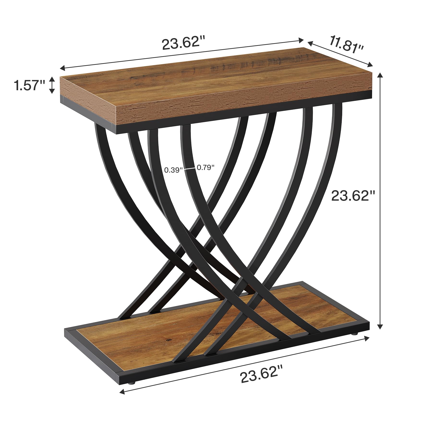 Tribesigns 2-Tier Narrow Side Table, Industrial Nightstand, Bedside Tables | Metal Frame, For Living Room, Bedroom, Sofa Couch, Small Spaces, Rustic Brown