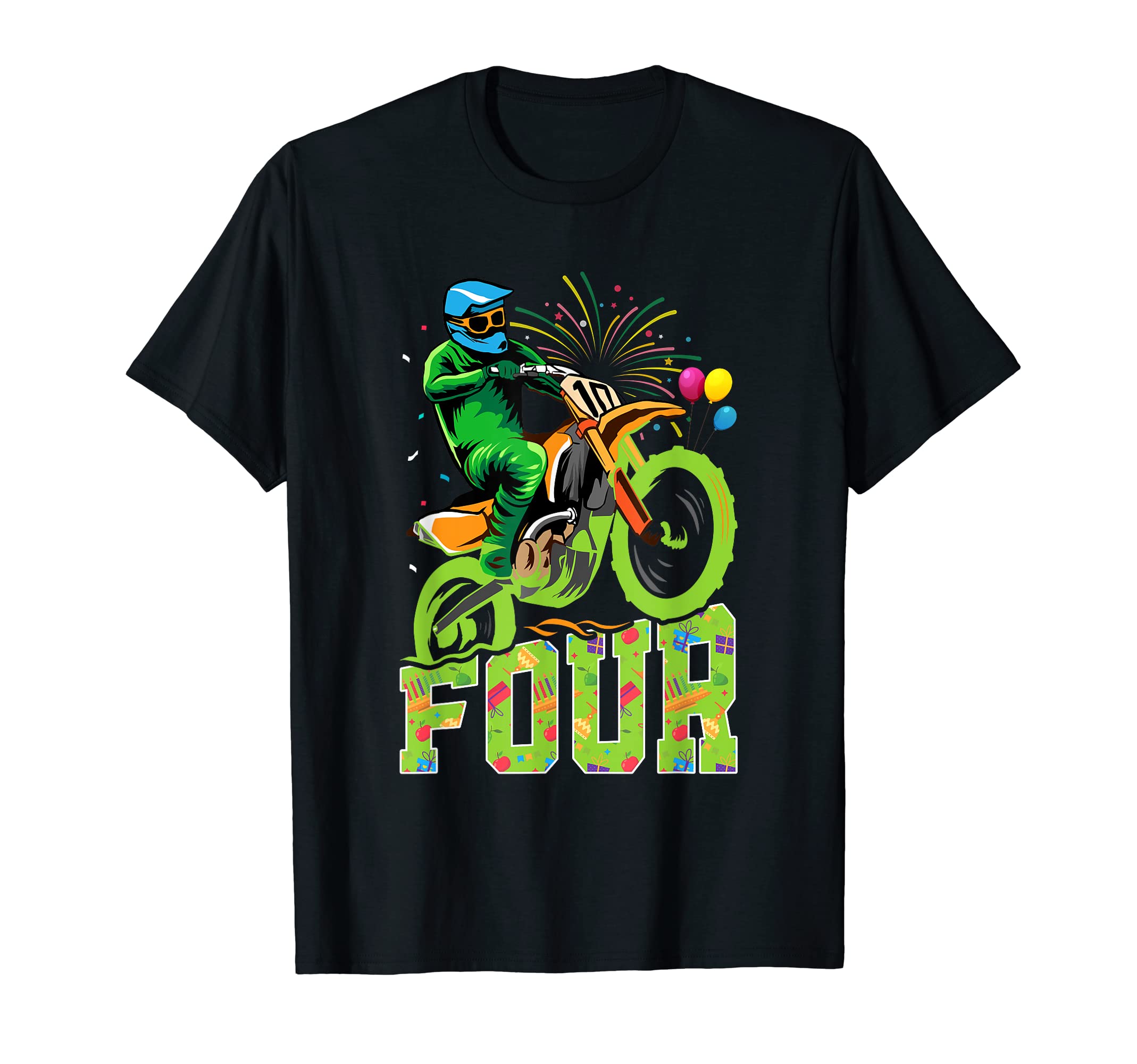 Kid 4tg Birthday-Party Dirt Bike Motocross-Themed Party T-Shirt