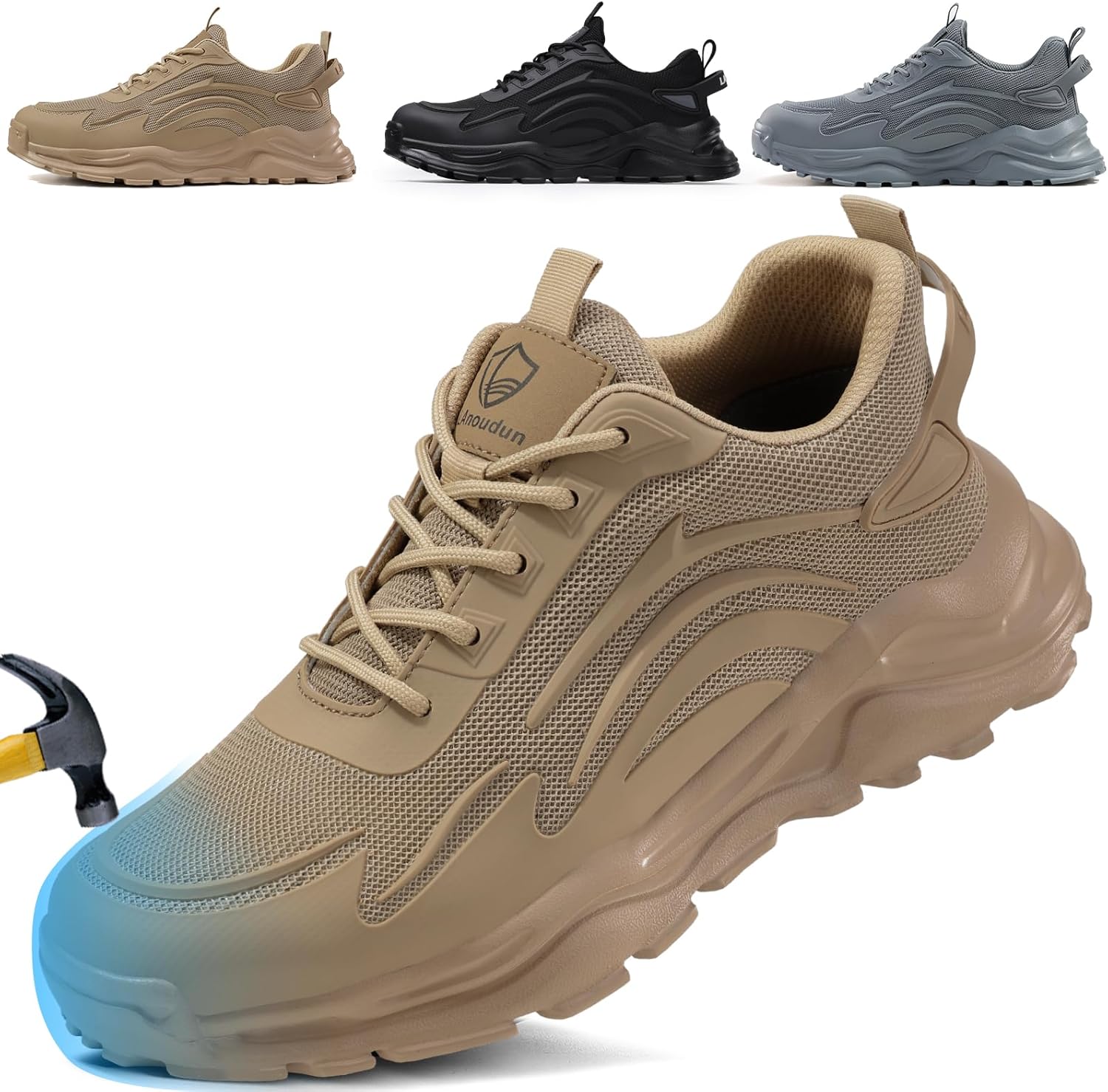 Steel Toe Shoes for Men Work Shoes Men Steel Toe Shoe for Construction Breathable Anti Smash Sneakers for Warehouse Lightweight Safety Indestructible Sneakers for Industrial