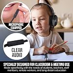 Sonitum Premium Classroom Headphone & Mic Set 3.5mm Jack Stereo Sound Earphones with Microphone & Soft Swivel On Ear Pads- Perfect for E-Learning, Meetings, Calls - Bulk Pack of 5 (Black)