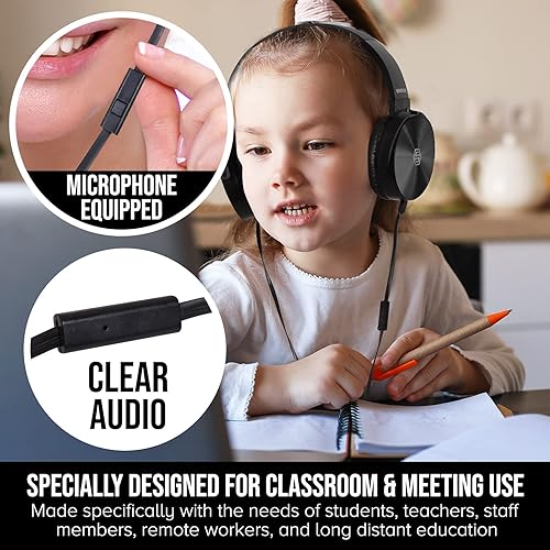 Miniatura 2 de Sonitum Juego de auriculares y micrófono de alta calidad para el aula, auriculares estéreo con micrófono y almohadillas giratorias suaves para los
