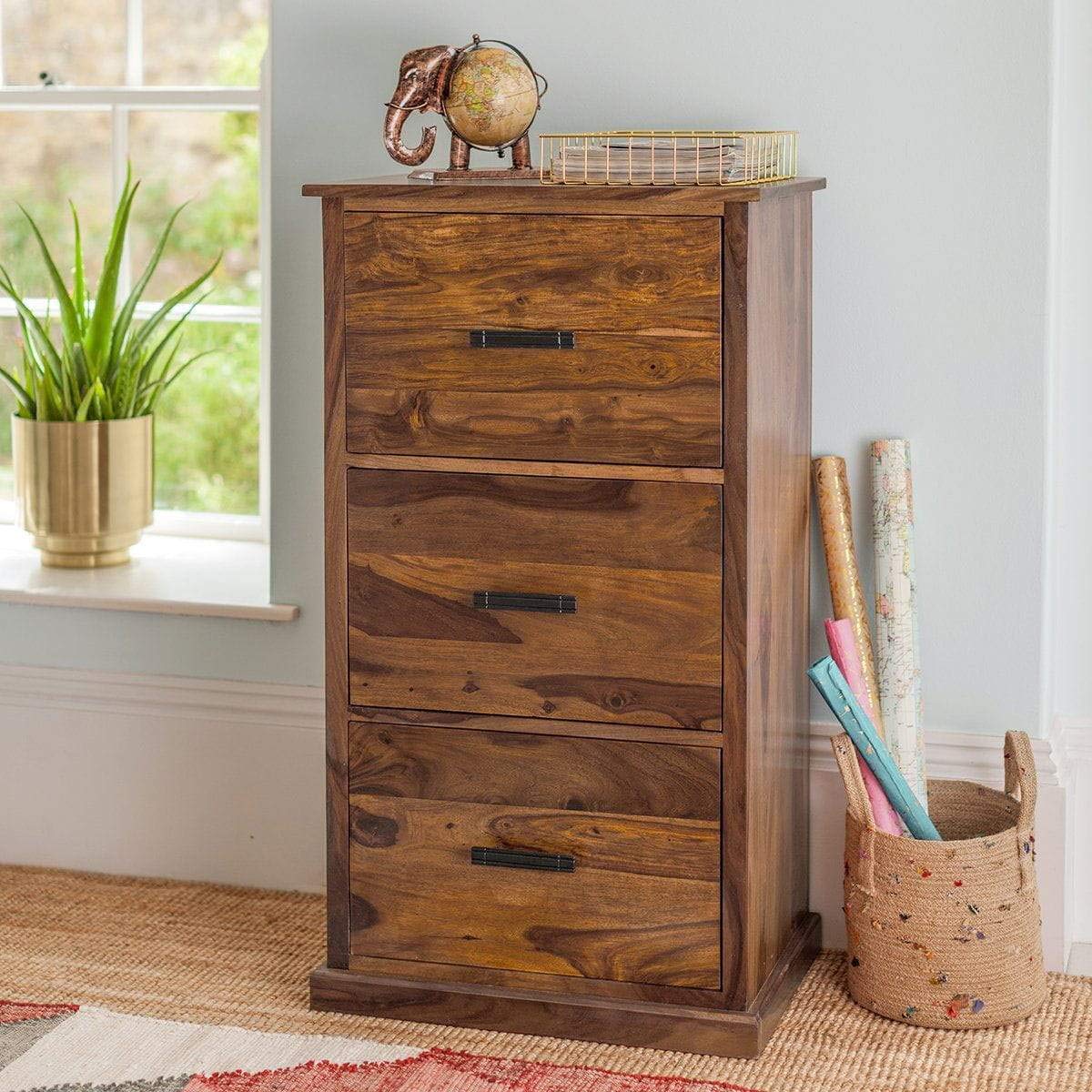 Solid Sheesham Wood Chest Of Drawers For Bedroom And Living Room (Design 2), Brown