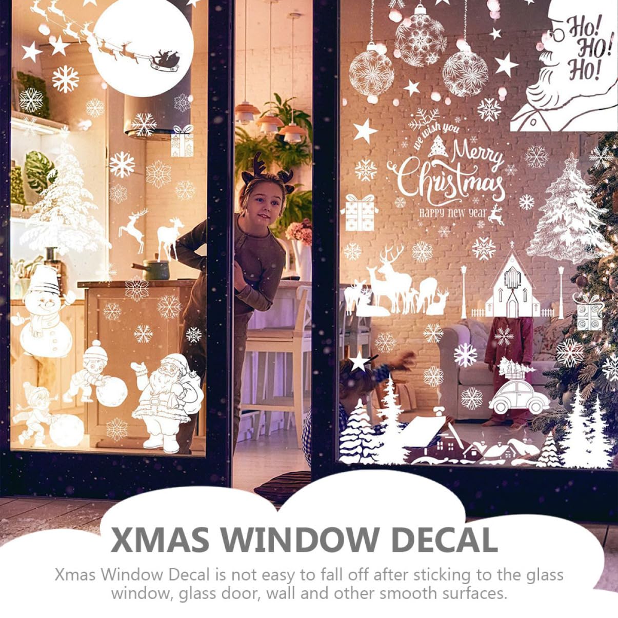 Alipis 45blätter Weihnachtsfenster-aufkleber Pvc Fensterdekorationen Mit Weihnachtsbaum Schneeflocken Weihnachtsmann Stylische Fensterbilder Für Festliche