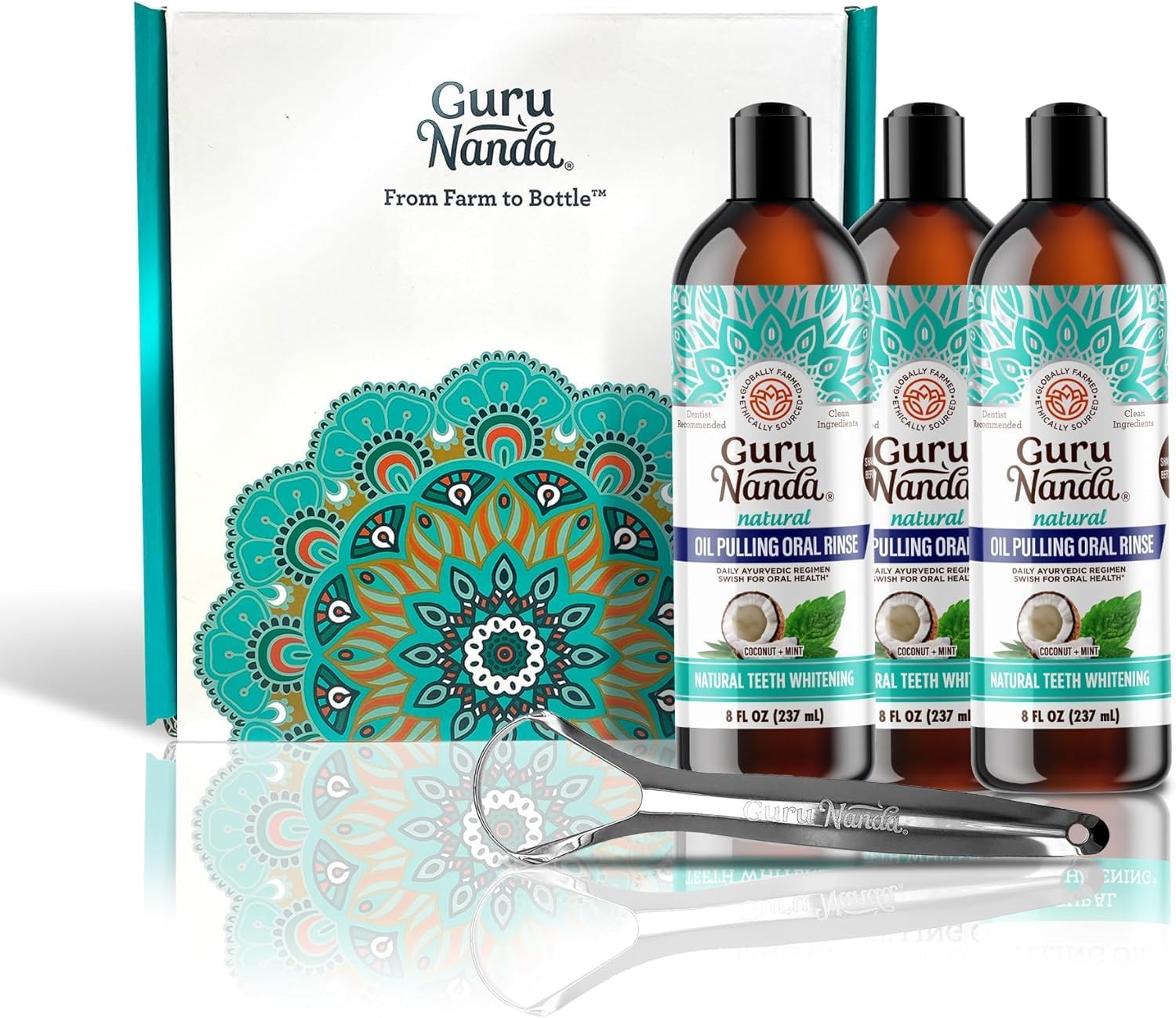 GURU NANDA Coconut Oil Pulling, AlcoholFree Mouthwash, 7
