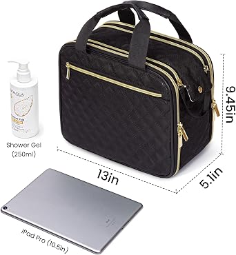 Travel Hanging Toiletry Bag for Men and Women Extra Large Capacity Checkered Makeup Cosmetic Bag with Compartments for Jewelry Travel Utensils Toiletries Cosmetics