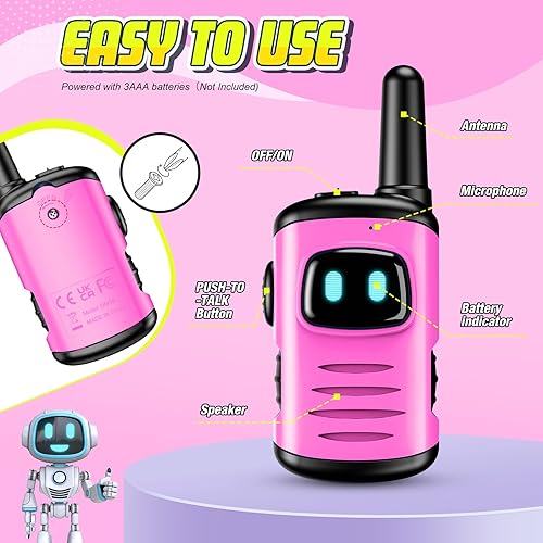Miniatura 48 de Juguetes para niños de 3 a 8 años: comedyfun Mini Robots Walkies Talkies Paquete de 2 regalos de Navidad y cumpleaños para niños de 3, 4, 5, 6, 7, 8