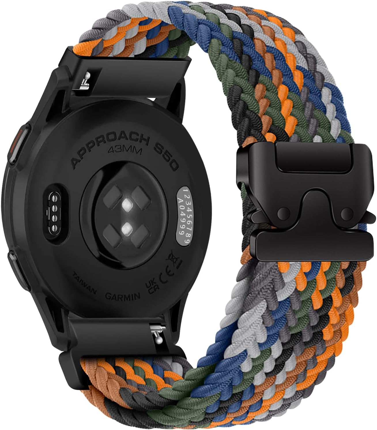Cinturino In Nylon Intrecciato 20mm Per Garmin - Ricambio Regolabile Per Forerunner, Vivoactive, Approach E Altri Modelli - Colore Marrone - 5