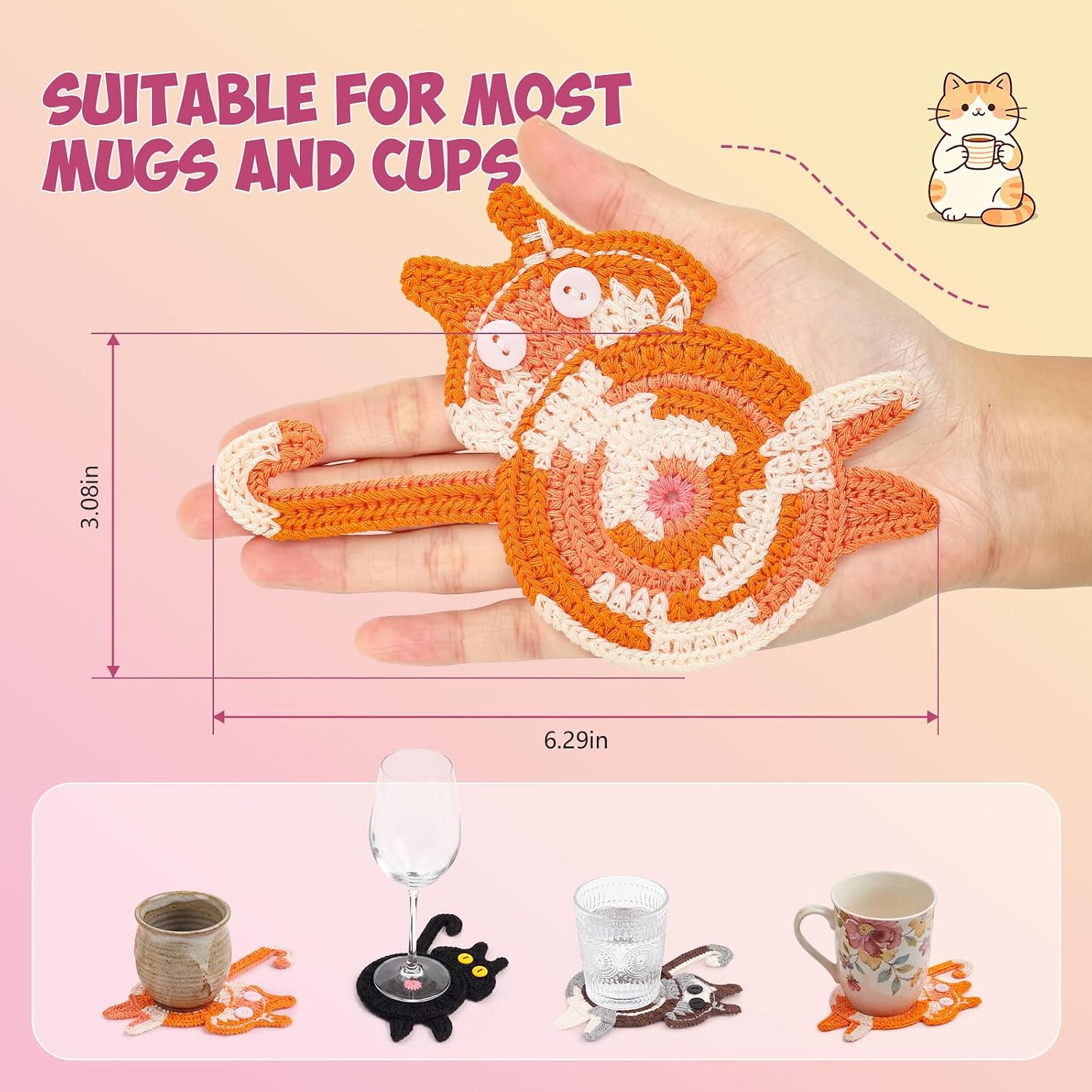 Cat Gifts for Women Sister Cat Lover Friend Funny Home Decor Drink Coaster