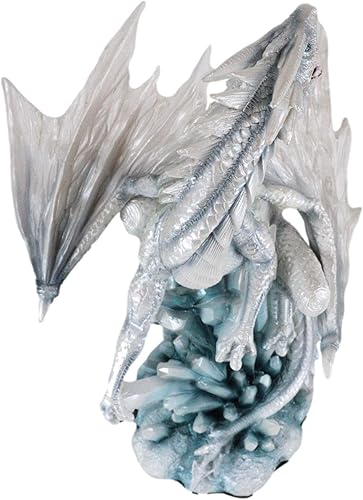 Miniatura 5 de Ebros Gift Figura decorativa de dragón de invierno de nieve ártica blanca en cristal gigante de hielo de montaña glaciar rocas estatua Winterland