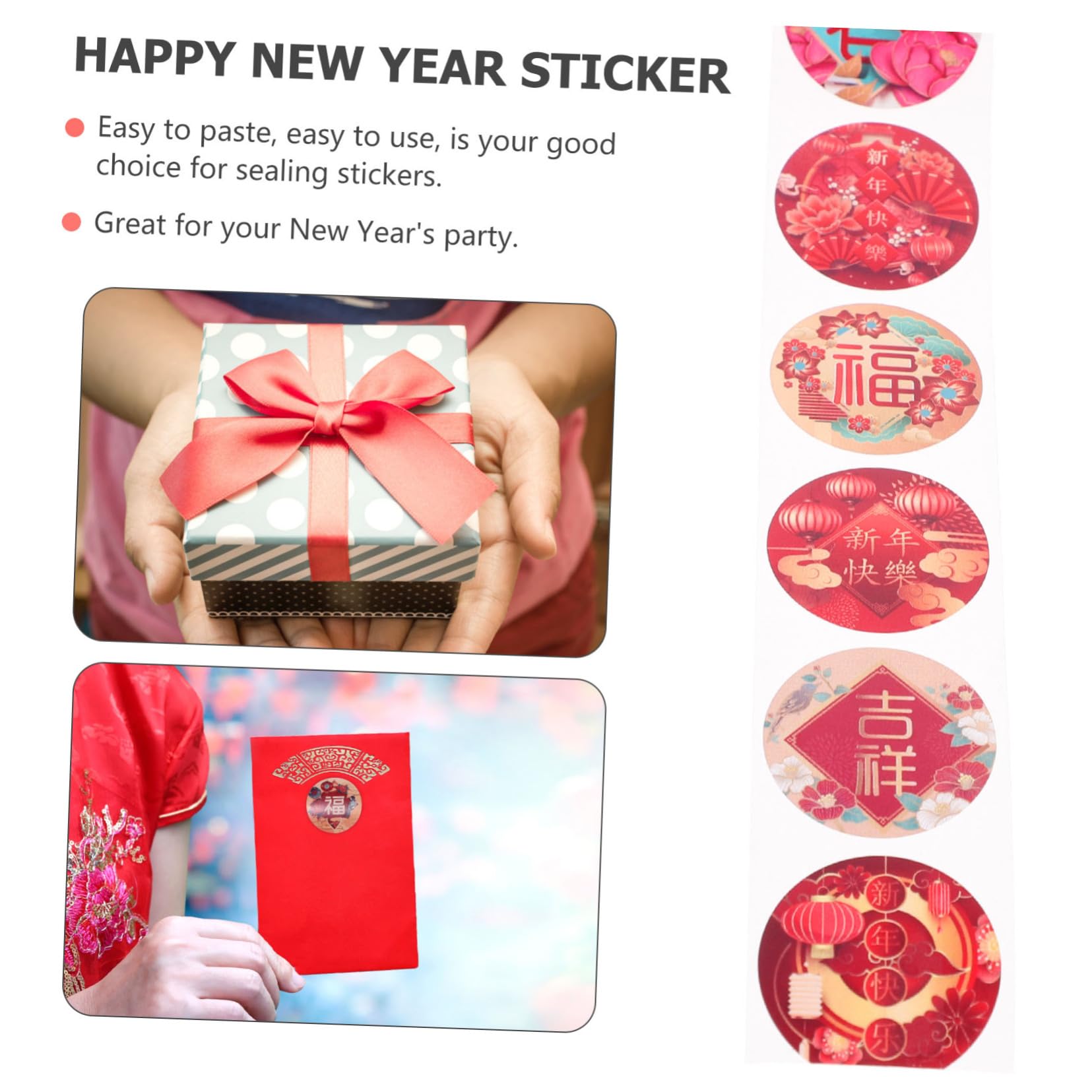 SEWACC 20 Rollos Fu palabra pegatinas pegatina navideña personalizada pegatinas de etiqueta de año nuevo chino sobres etiquetas colgantes sello de sobre sello