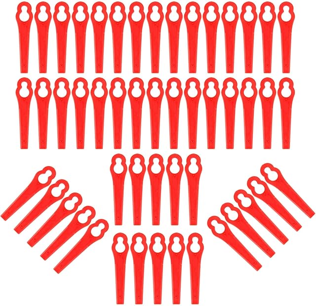 ToPicks 50/100 PCS Lawn Mower Plastic Cutting Blades 83mm Grass Trimmer Cutter Gardening Tool Replacement (50 pcs, Red)