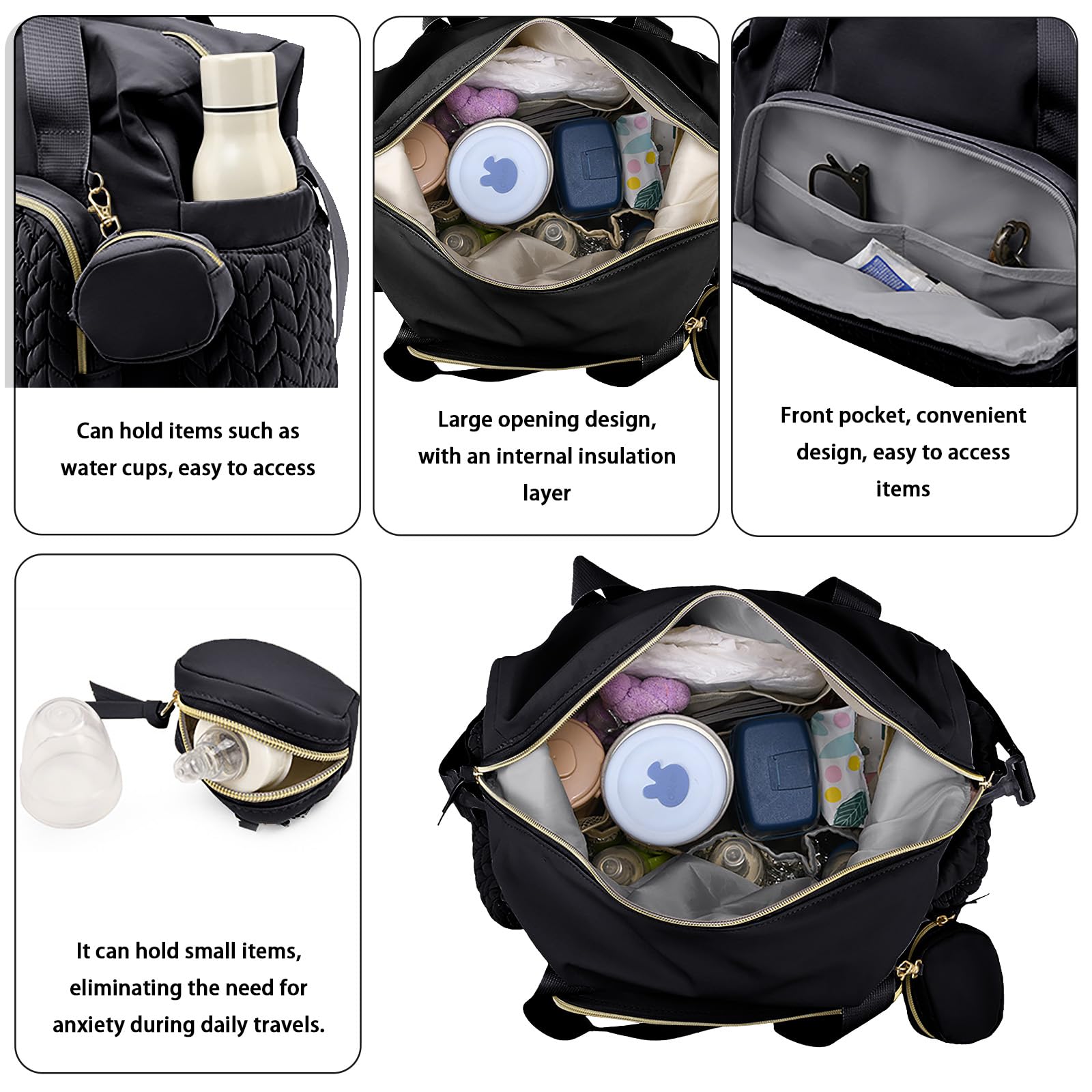 Bolso cambiador multifuncional grande, bolso de hombro con estuche para chupete, bolso cambiador impermeable para viajes, playa, uso diario