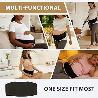 leeveel Belly Bands for Pregnant Women, Pregnancy Belly Band, Adjustable Maternity Belly Band, Relieve Lower Back Pelvic Abdomen Pain, Pregnancy Must Haves (Black)