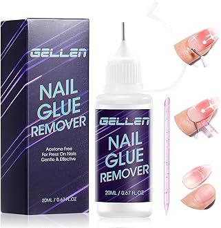 Gellen Pinpoint Nail Glue Remover for Press ons, 0.68 Fl.oz Non Acetone Gentle Glue Remover, Multi-Functional Remover for Nail Tips, Quick & Easy Gel x Nails Off