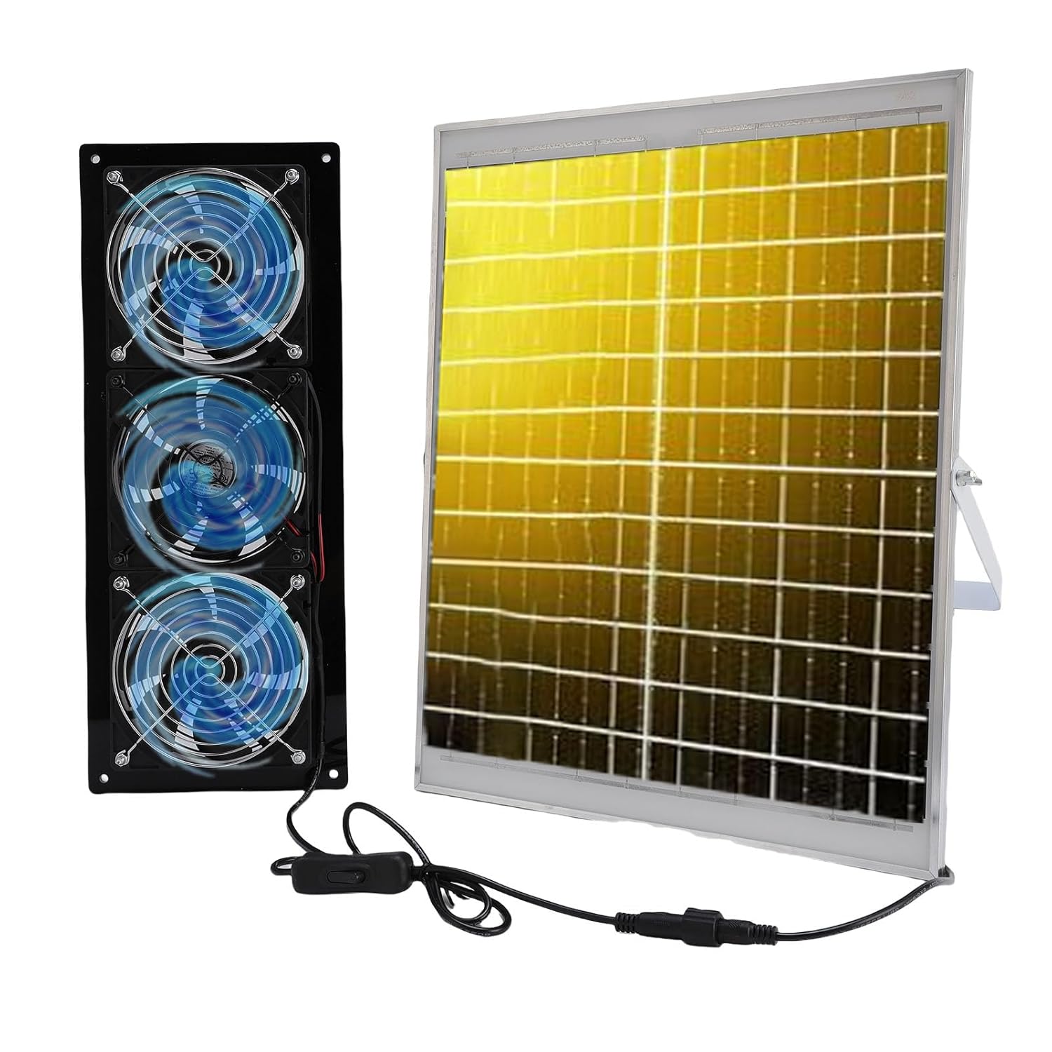 ASHATA Solar Greenhouse Fan 3 Kit, 25W Solar Powered Exhaust Fan High Speed Ventilation, IP67 Weather Proof Rating, for Small Chicken Coops, Sheds, Pet Houses, Window