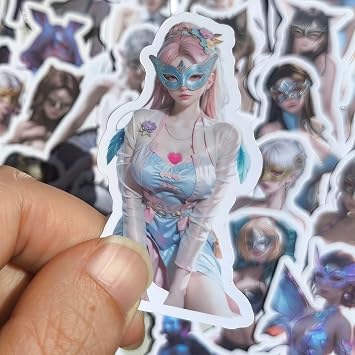 48 Pcs Sexy Girl Stickers for Adults - Cute Anime Girl Sticker,Uncensored&Punk Themes,Mask Hot Girl Sticker Art Colletion for Water Bottles
